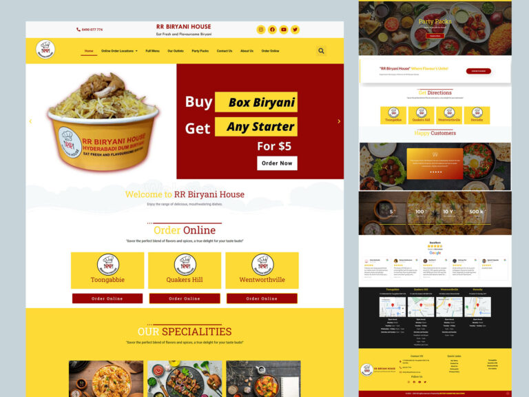RR Biryani House website